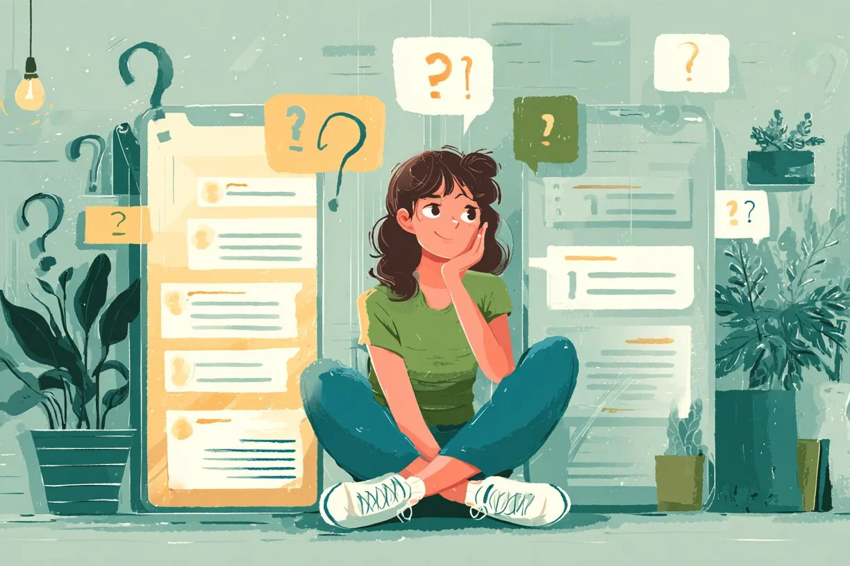 Illustration of person thinking about frequently asked questions about loan application